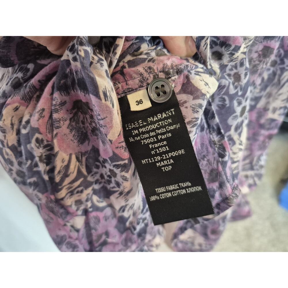 Isabel Marant Etoile Adigra Lavender Floral Button Up Cotton Top FR 36 US 4 - Picture 12 of 12